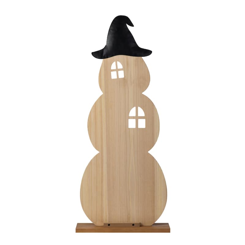 Glitzhome 35"H Halloween Wooden Pumpkin Haunted House Porch Decor