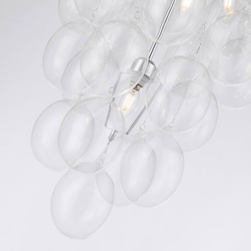 6-Light Chrome Modern Bulb Cluster Design Chandelier with Clear Glass Shade