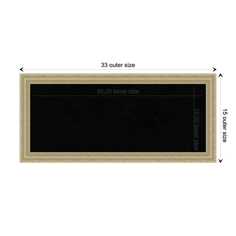 Champagne Teardrop Wood Framed Black Corkboard Bulletin Board - Board Size 30x12