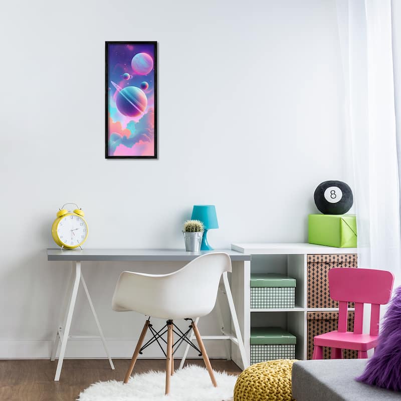 Stupell Pastel Clouds with Planets Framed Giclee Art Design By Wumples