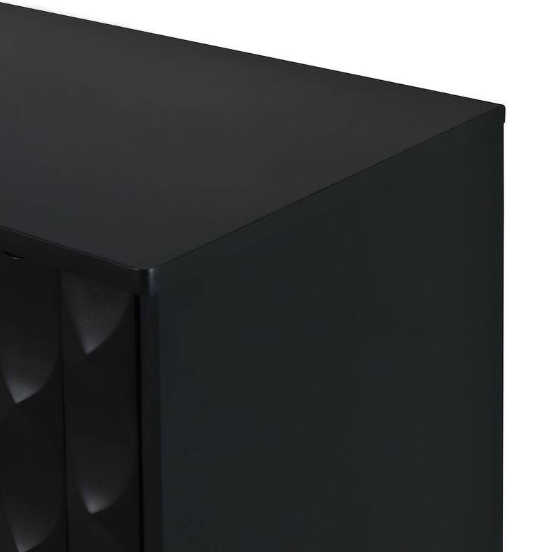60" Modern 4-Door with Convex Pattern Doors and Silver Handles Buffet/Sideboard