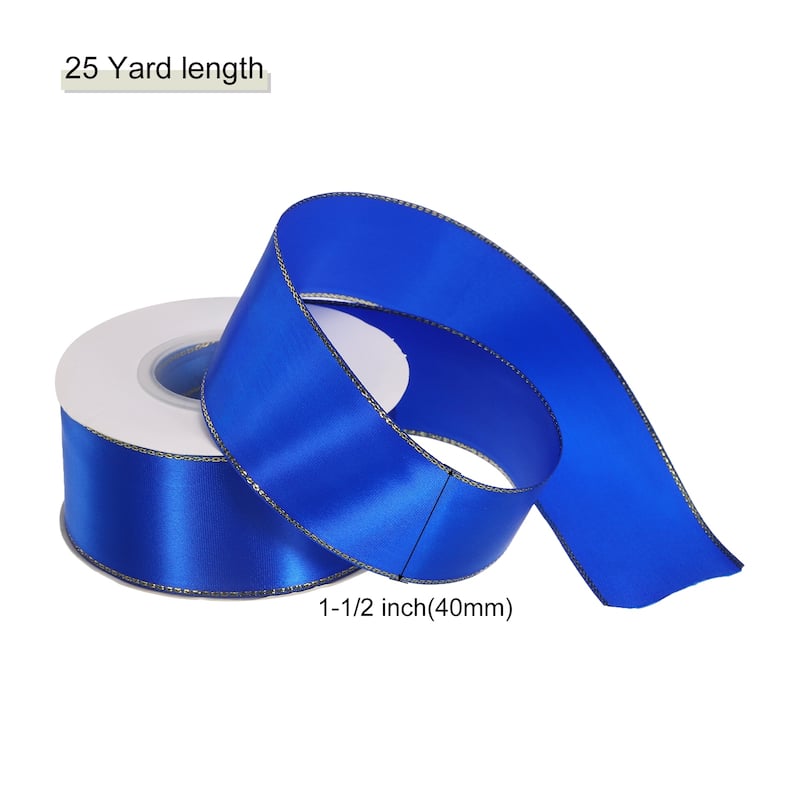 Satin Ribbon with Gold Edges Border Grosgrain Fabric Ribbon for Decor