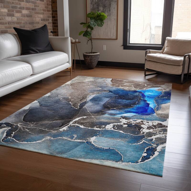 Dava Artistic Abstract Weather Resistant Current & Stylish Outdoor Rug