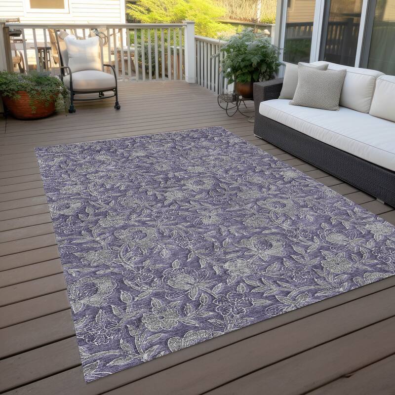 Machine Washable Indoor/ Outdoor Chantille Floral Rug