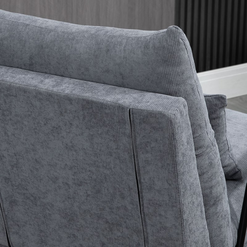 HOMCOM Accent Chair with Ottoman, Reclining Comfy Chair with Adjustable Backrest, Steel Frame and Pillow, Light Grey