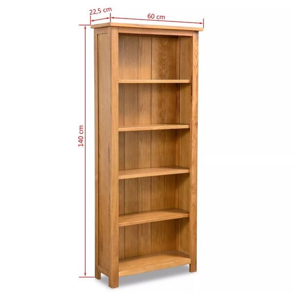 Shop Vidaxl 5 Tier Bookcase 23 6 X8 9 X55 1 Solid Oak Wood