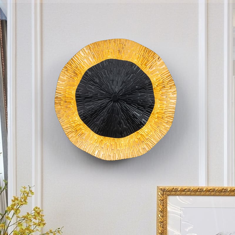 Matte Black & Gold Foil Round Dimmable Integrated LED Wall Sconce