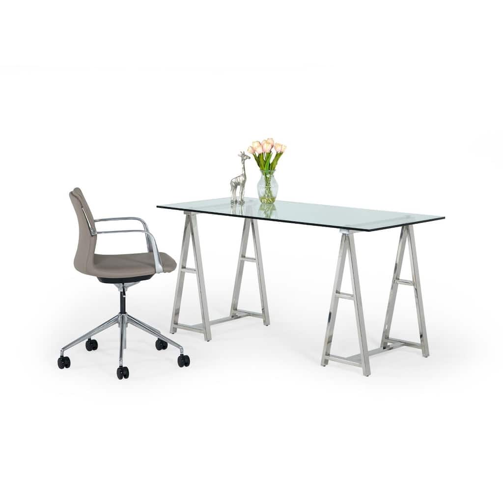 Modrest Ostro Modern Stainless Steel & Glass Desk