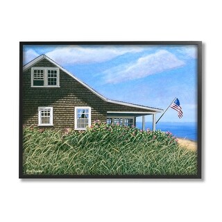Picture Idea: Stupell Seaside House American Flag Peaceful Coastal Home Framed Wall