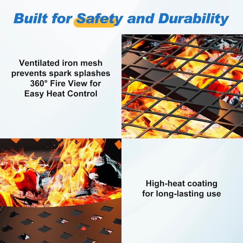 3-in-1 Outdoor Fire Pit Table - BBQs, Bonfire & 43" Metal Table - N/A