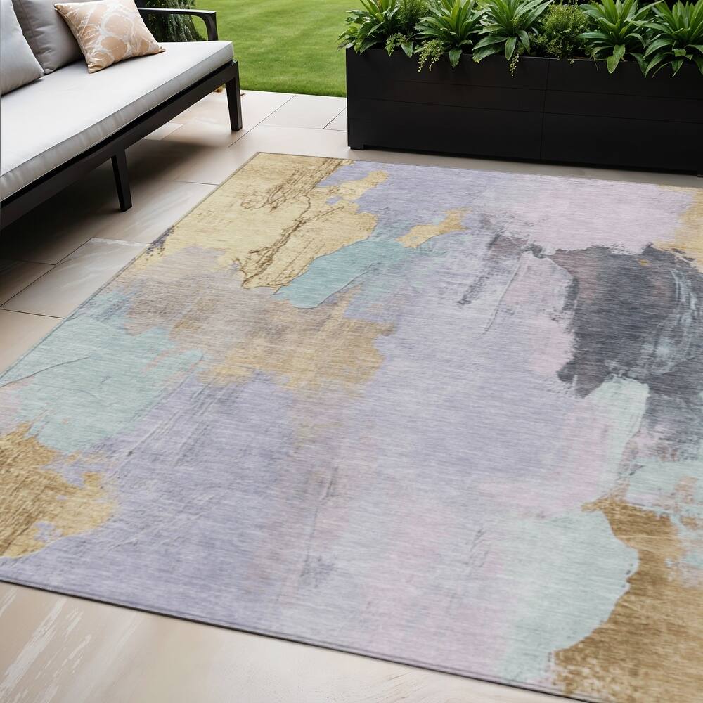 HomeRoots Abstract Transitional Rectangle Outdoor Rug