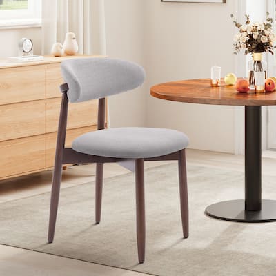 Modern Fabric Upholstered Kitchen Side Chairs, Farmhouse Dining Room Chair with Foot Pegs