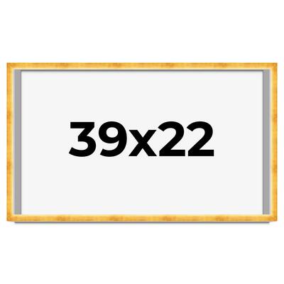 39x22 Shadow Box Frame Gold | 1.625 Inches Deep Real Wood Traditional