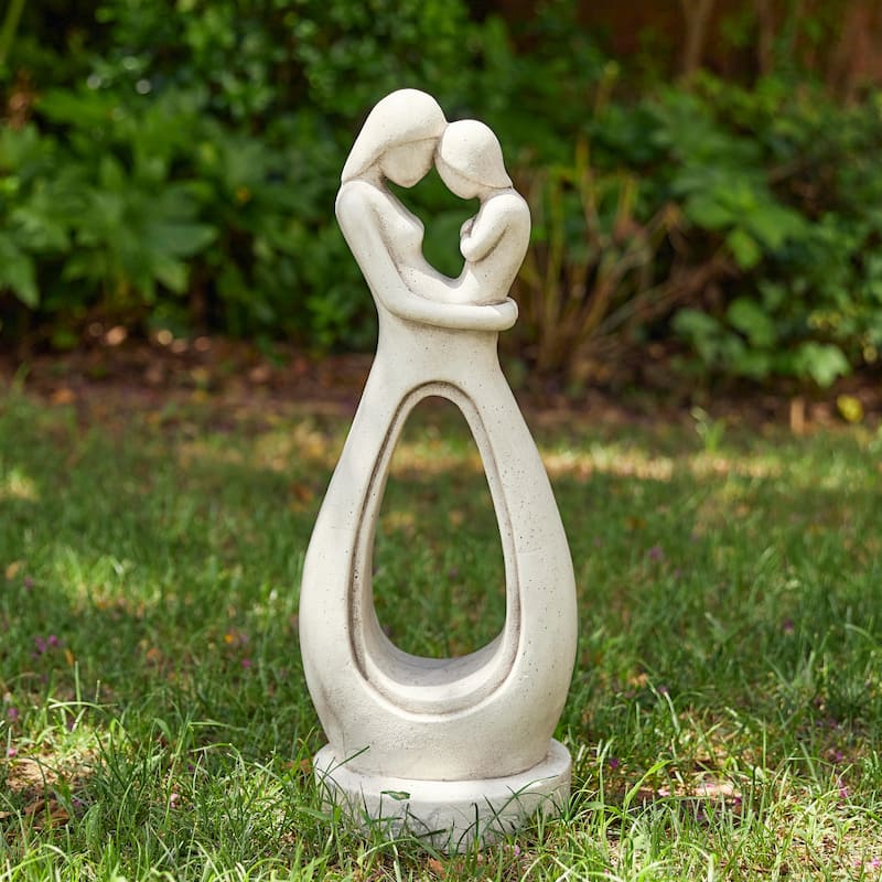Glitzhome 24.75"H Modern Abstract Sculpture Hugging Mother and Baby Garden Statue