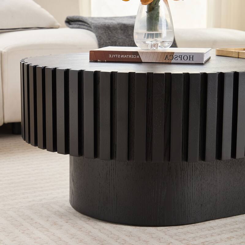 GDF Studio - Montville Modern Oval Wood Drum Coffee Table