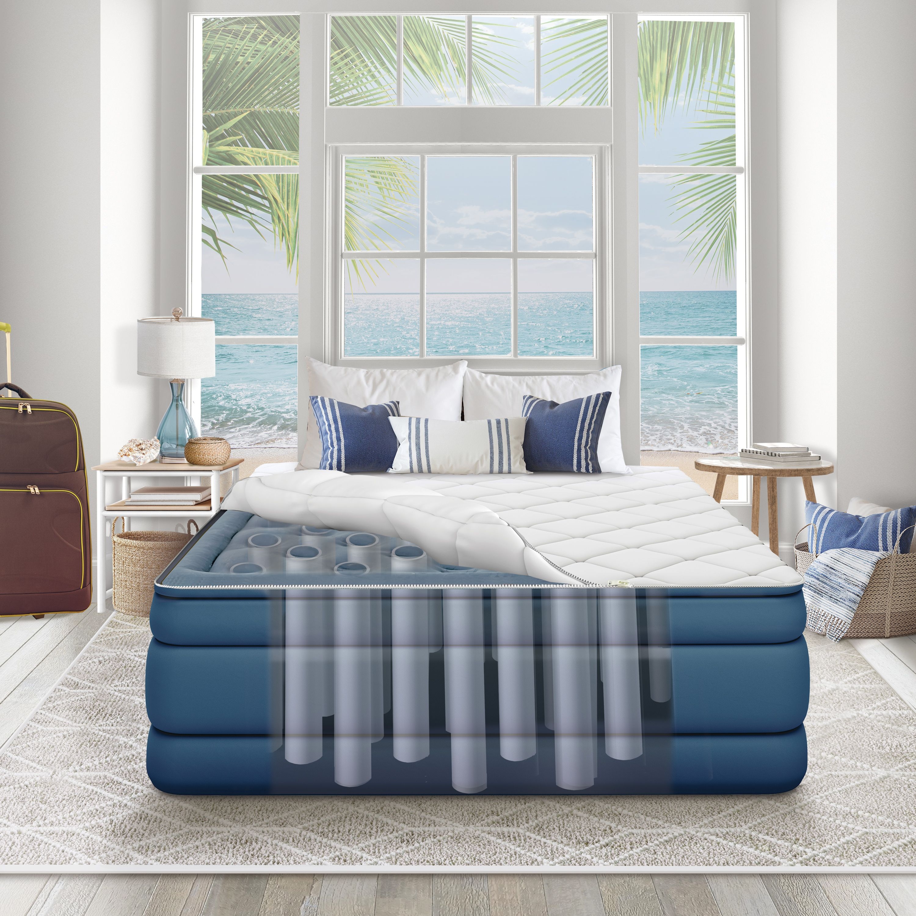 Blow up mattress hotsell with pillow top