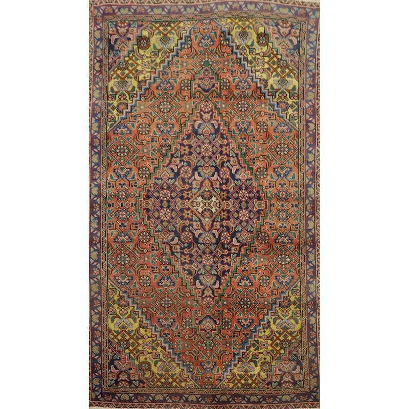 Hand Knotted Oriental 100% Wool Carpet Traditional Medallion Oranges & Rust Tabriz Area Rug - 5' 10'' X 3' 3''