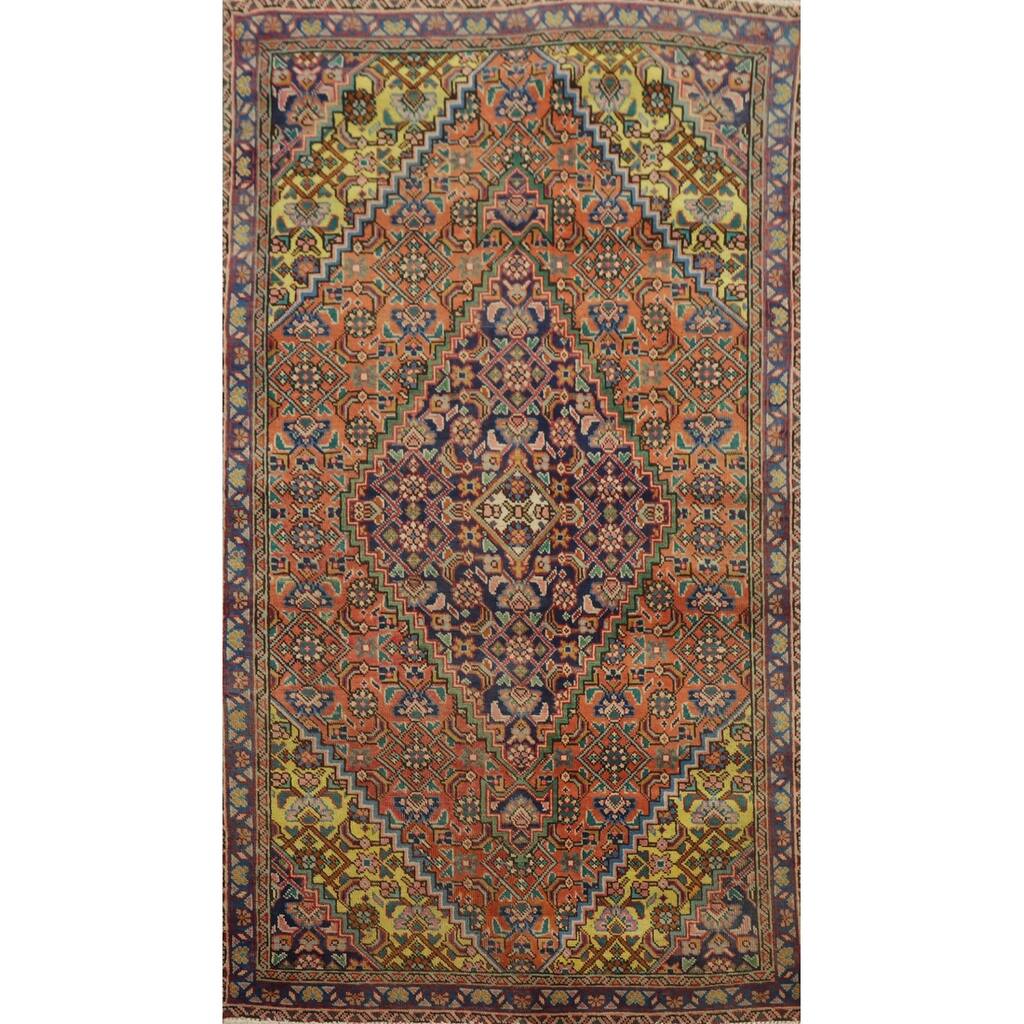 Hand Knotted Oriental 100% Wool Carpet Traditional Medallion Oranges & Rust Tabriz Area Rug - 5' 10'' X 3' 3''