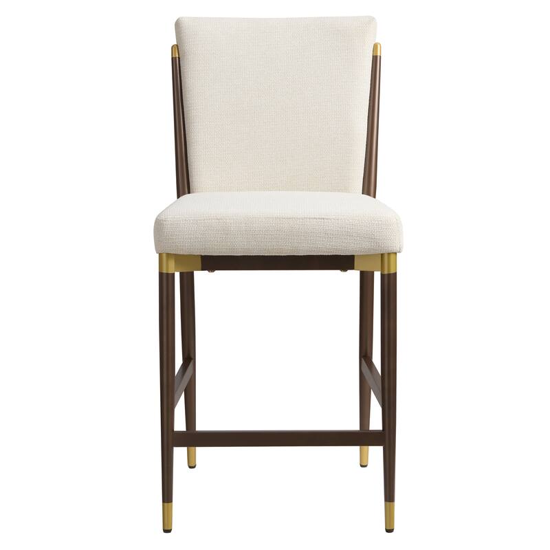 Christopher Knight Home - LuxeCraft Modern Upholstered Metal Base Counter Stool with Solid Back Design (Set of 2)