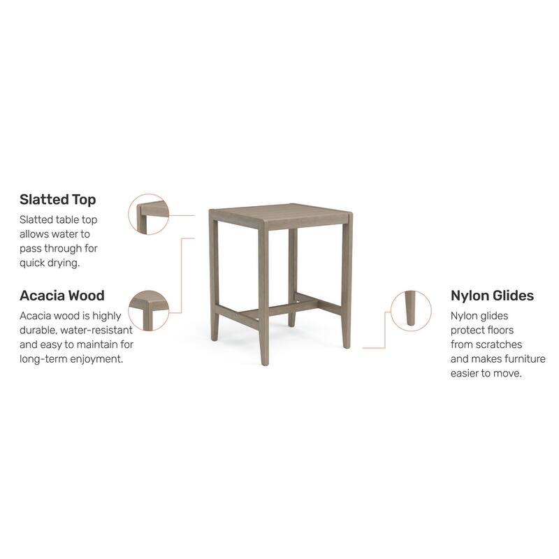Homestyles Sustain Gray Wood Outdoor High Bistro Table - 30" x 30" x 40"
