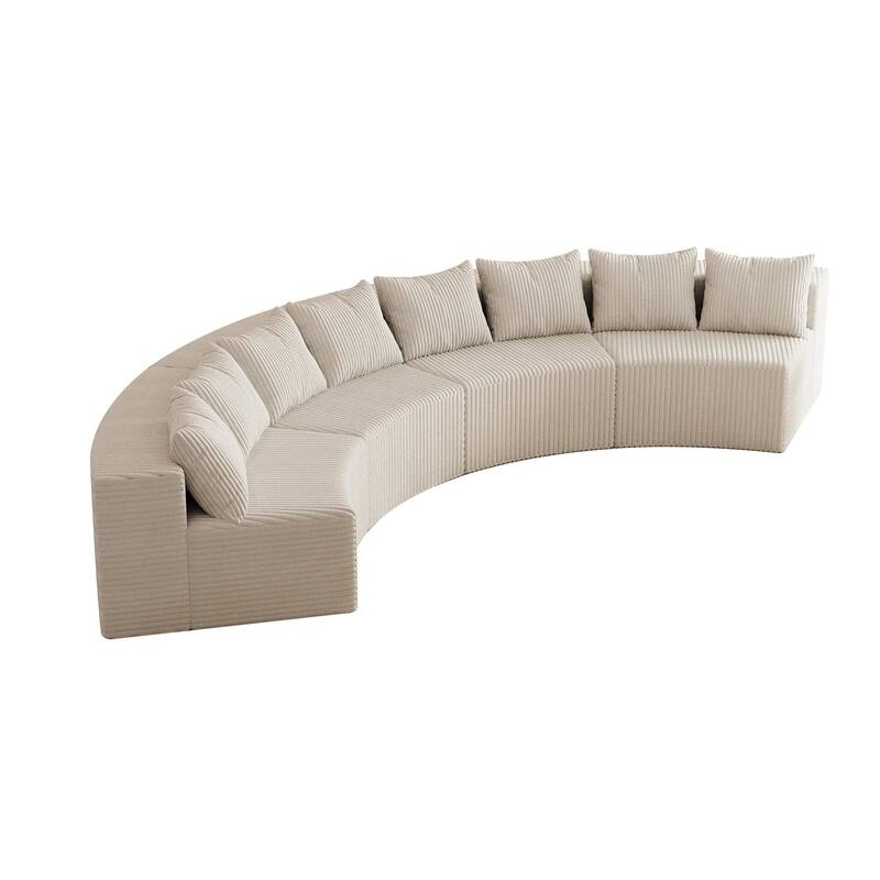 Symmetrical Curved Sectional Sofa Corduroy Modular Semi Circular Couch