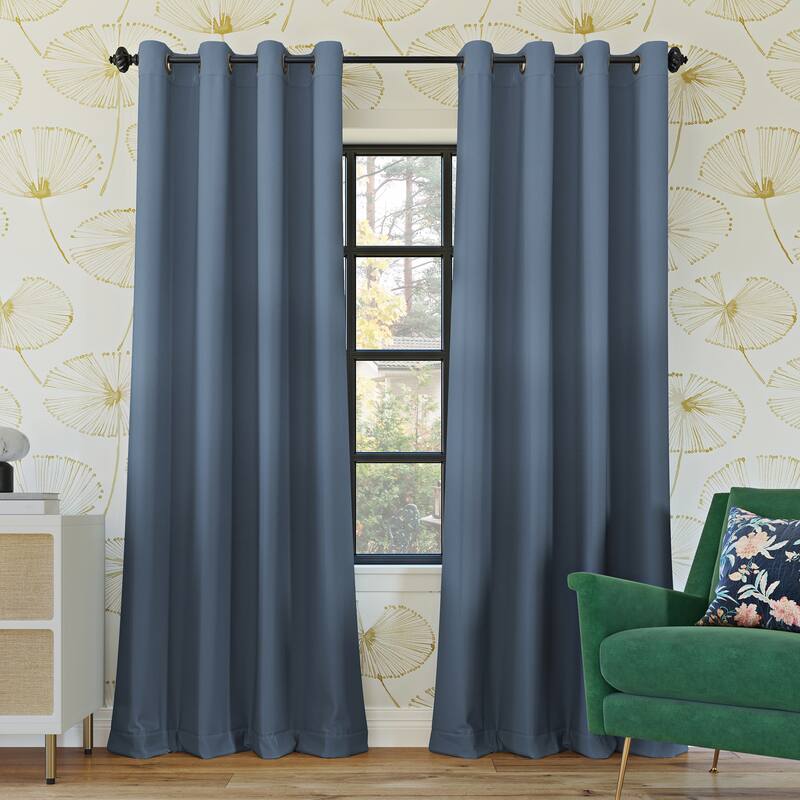 Sun Zero Oslo Theater Grade Extreme Total Blackout Grommet 1-Piece Curtain Panel, Single Panel - 52" x 63" - Denim Blue