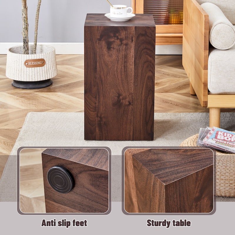 Roomfitters Cube MDF Coffee Table with Walnut Grain Finish, 12"x12"x20" Stylish Accent Table for Versatile Spaces