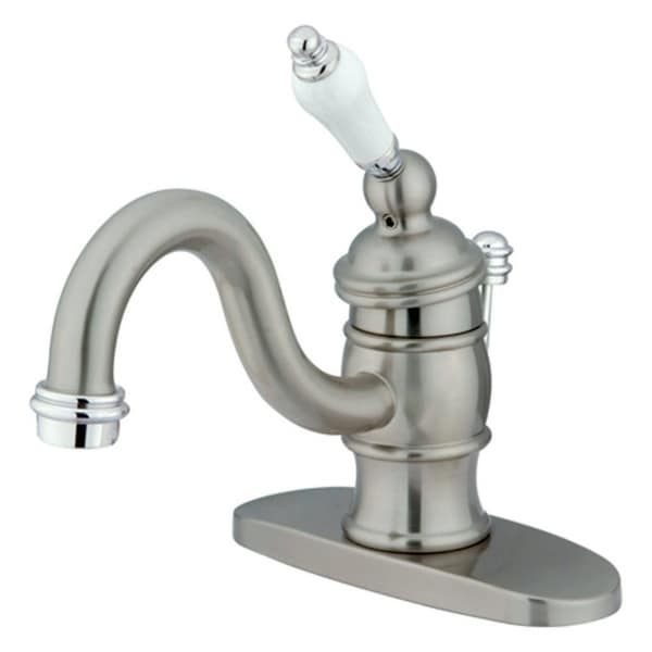 Kingston Brass KB340.PL Victorian 1.2 GPM Single Hole Bathroom Faucet with Pop-Up Drain Assembly and Porcelain Handle