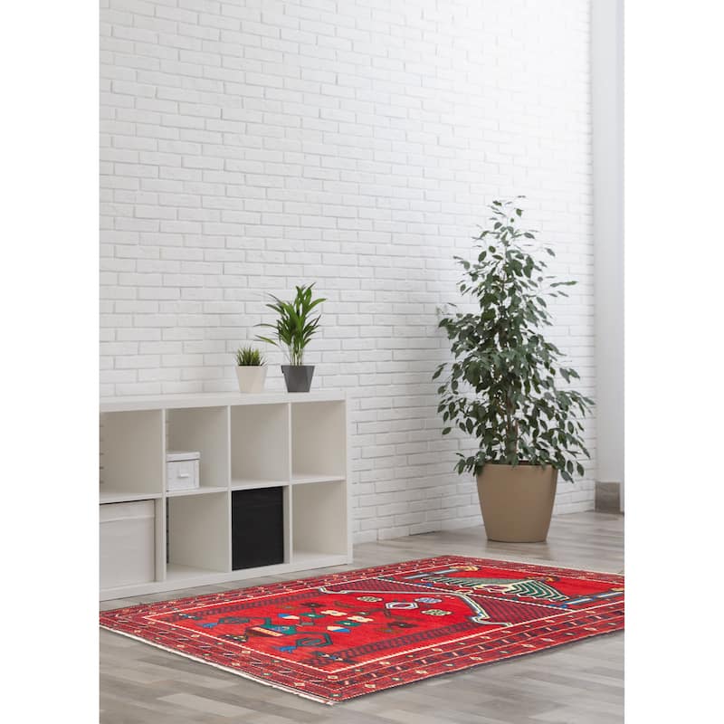 ECARPETGALLERY Hand-knotted Teimani Red Wool Rug - 2'10 x 5'5