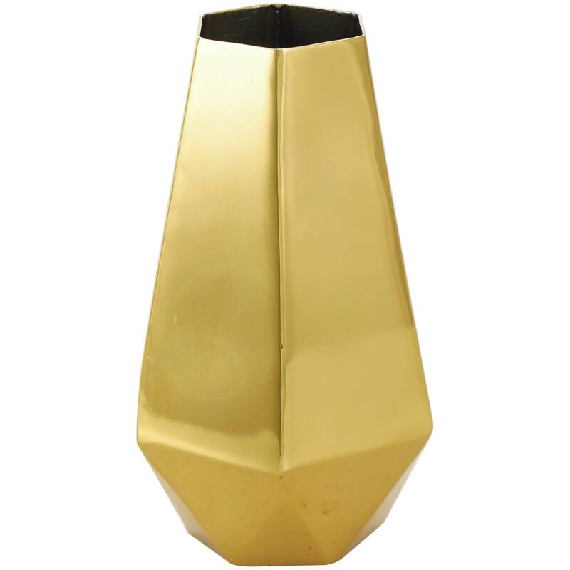 Silver or Gold Stainless Steel Metal Hexagon Shaped Geometric Vase with Varying Heights (Set of 3)