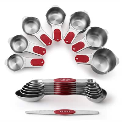 Magnetic Measuring Cups & Spoons Set, Strong Magnets, Set of 15 - Set of 15