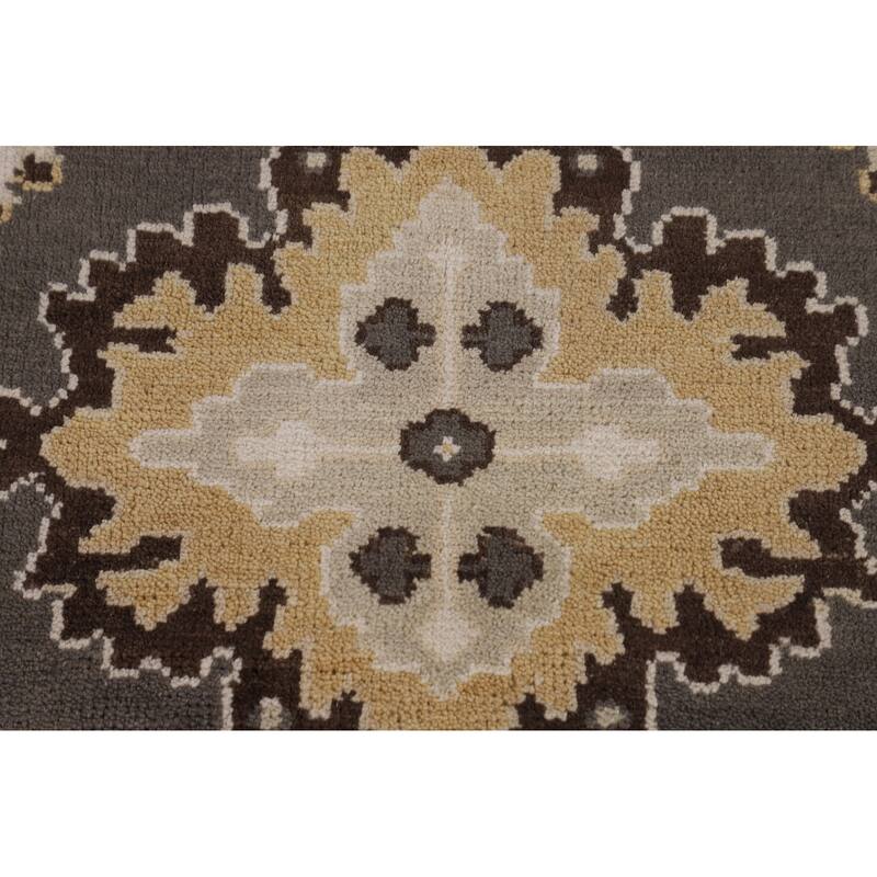 All-Over Floral Gray Oushak Oriental Area Rug Handmade Wool Carpet - 9'3" x 11'7"