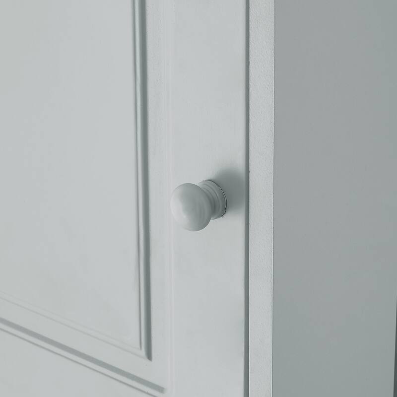 Triangle-shaped Designed Tall Corner Cabinet for Bathroom with 2 Doors, Open Shelf and Adjustable Shelves - Anti-tipping Device