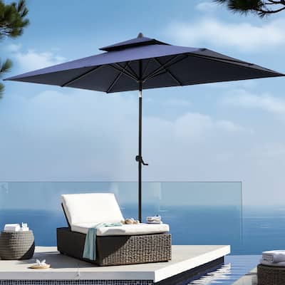 VredHom 10 x 6.5 Ft Double Top Market Patio Umbrella with Tilt-and-Crank