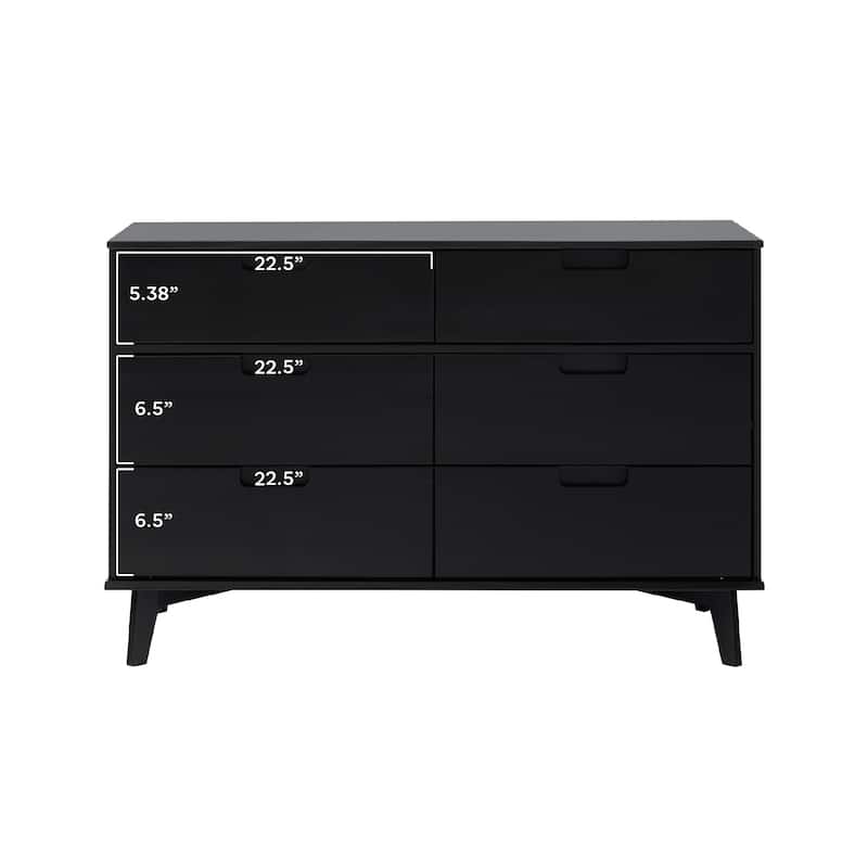 Middlebrook Designs Mid-Century Solid Wood 6-Drawer Dresser - Black