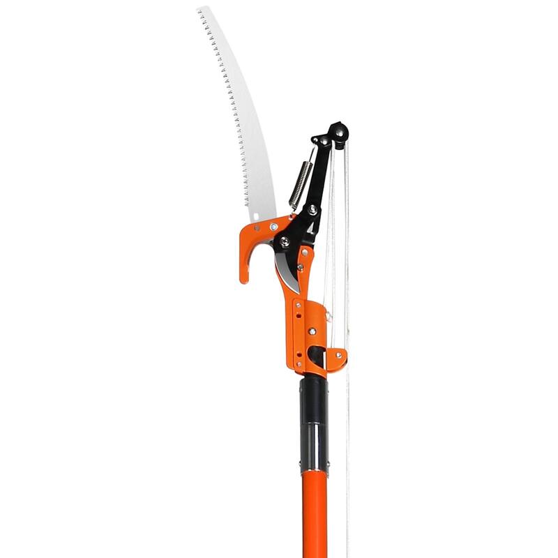 27 Feet Extendable Tree Pruner Pole Saw with Sharp Steel Blade and Scissors Ideal for High Branches and Trimming - 7.3-27 ft