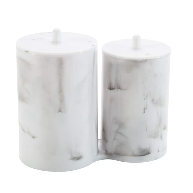 Simplify 2 Compartment Q-Tip and Cotton Holder in Marble - 6.02" x 3.43" x 5.12"