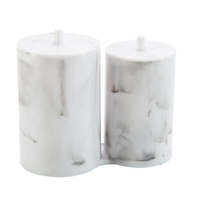 Simplify 2 Compartment Q-Tip and Cotton Holder in Marble - 6.02" x 3.43" x 5.12"