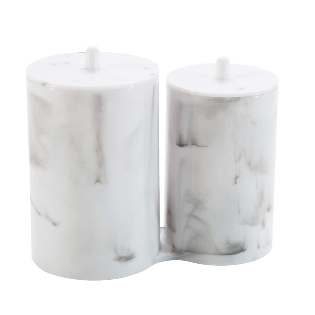 Simplify 2 Compartment Q-Tip and Cotton Holder in Marble - 6.02" x 3.43" x 5.12"