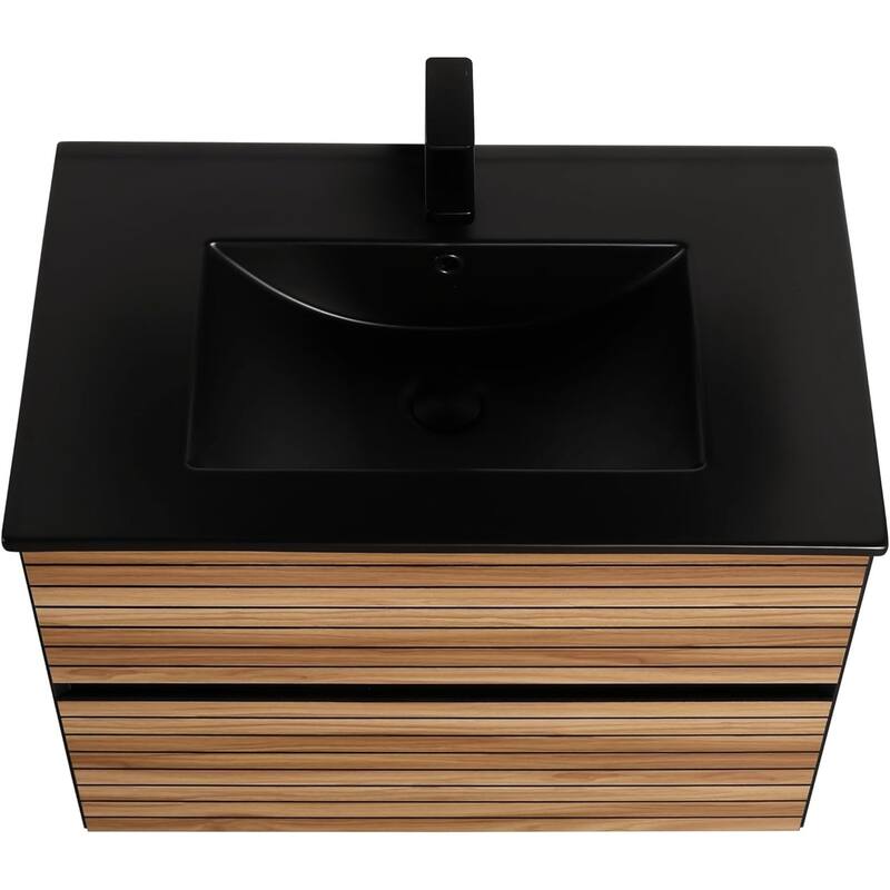 Blossom Annecy 30" Floating Bathroom Vanity with Black Ceramic Sink