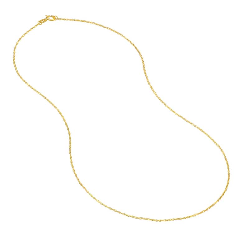 Curata 14k Yellow Gold 0.85mm Light Weight Rope Chain Necklace (Spring Ring)