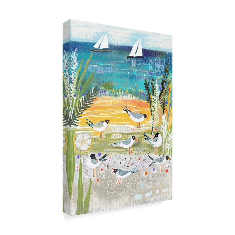 Karen Fields 'Birds At Shore' Canvas Art