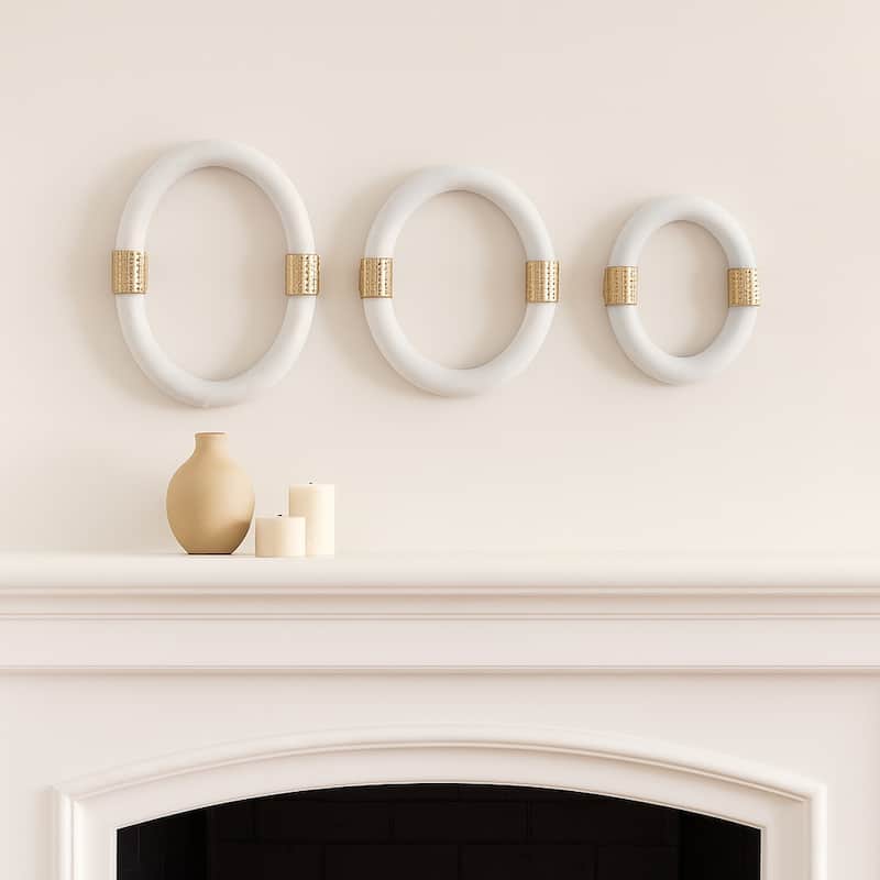 Metal Wall Hangings Decorative Rings (Set of 3) - 14/12/10" White - White - 9" x 2" x 14"