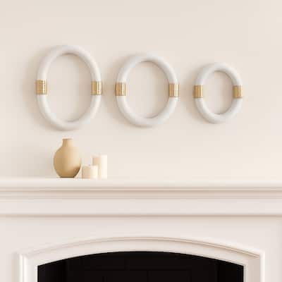Metal Wall Hangings Decorative Rings (Set of 3) - 14/12/10" White
