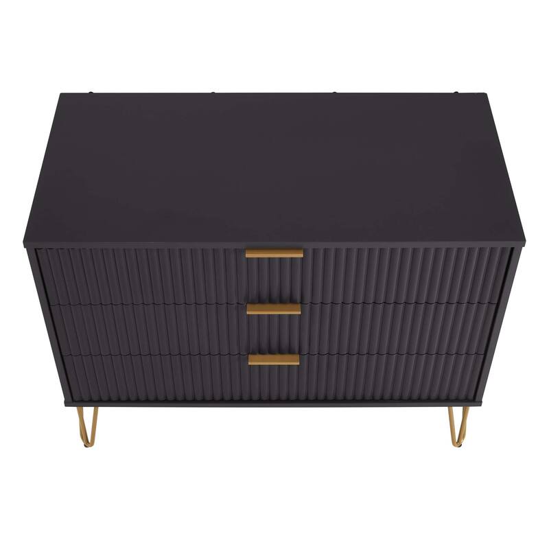 Manhattan Comfort 2-Piece Dumbo Modern Standard 3-Drawer Dresse 2.0 Nightstand Set