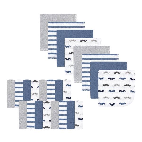 slide 1 of 1, Luvable Friends Baby Boy Super Soft Bundle Washcloths, Mustaches, One Size - Mustaches - One Size One Size - Mustaches
