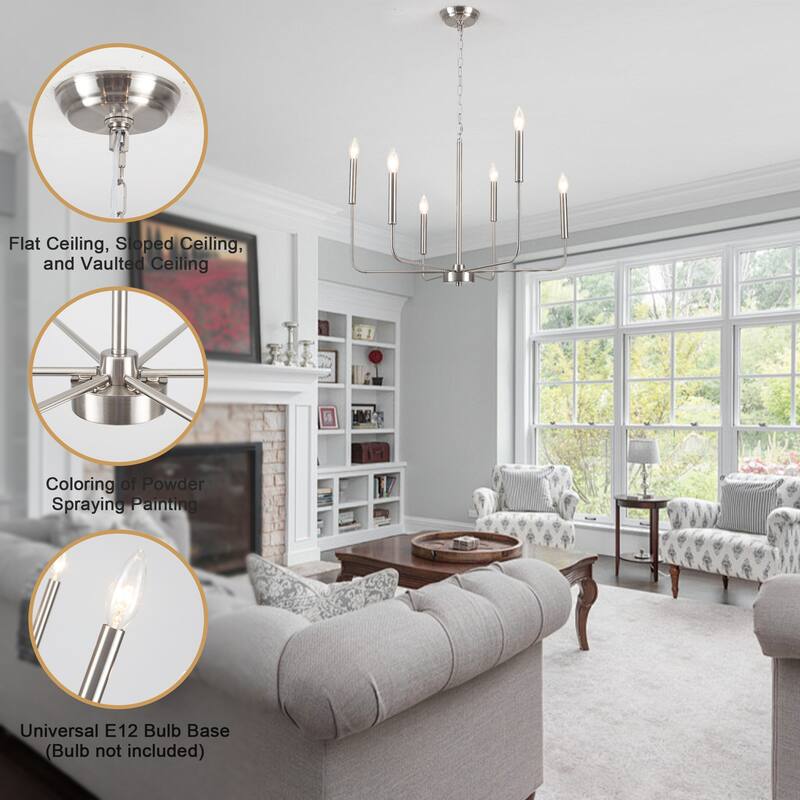 6-Light Candlestick Hanging Linear Chandelier Lighting Ceiling Light for Kitchen Island