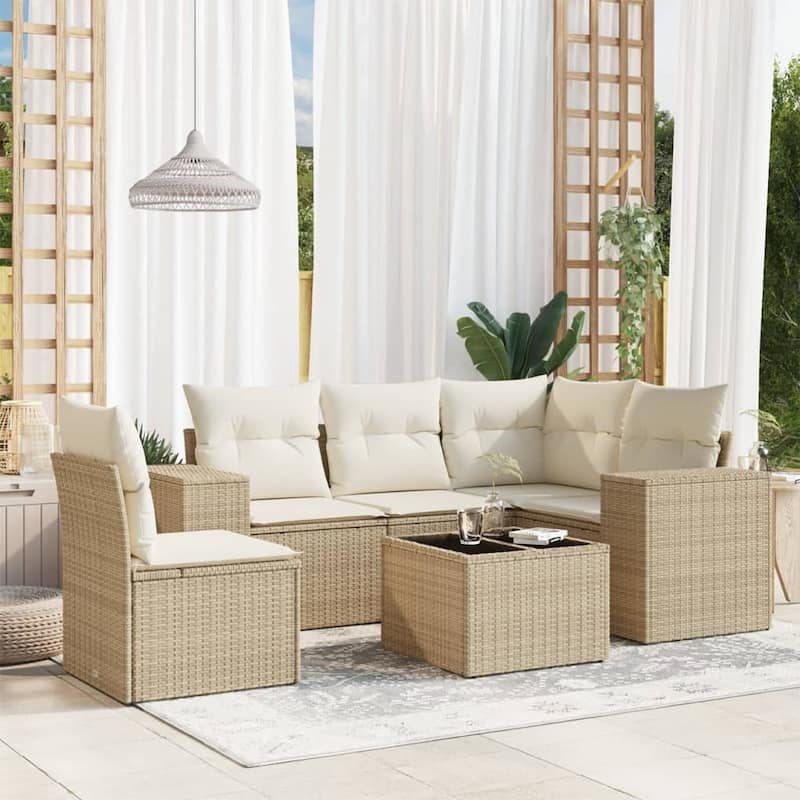 vidaXL Garden Sofa Set - Beige and cream With table
