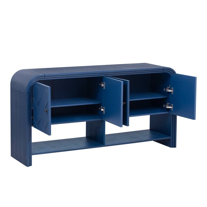 Versatile console table with Woven Wood Slats and Solid Wood Veneer