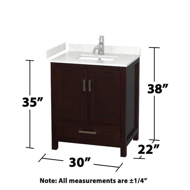 Wyndham Collection Sheffield 30" Single Bathroom Vanity, Carrara